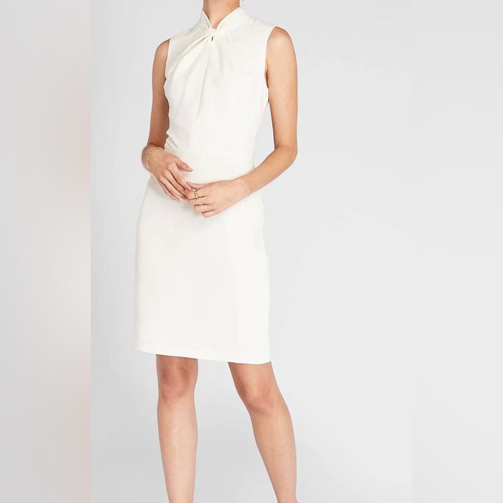 Club Monaco Cream/White Twist Neck Dress Nwt!!